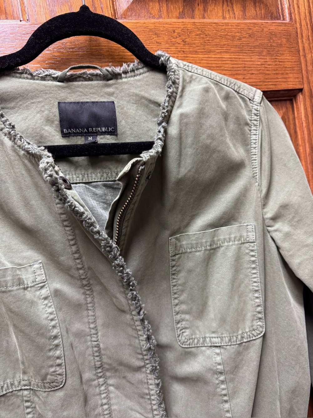 Women’s Banana Republic Olive Green Utility Jacket with Raw-Edge Trim